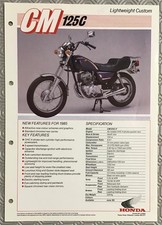 HONDA CM125C Lightweight Custom Motorcycle Sales Specification Leaflet Jun 1985