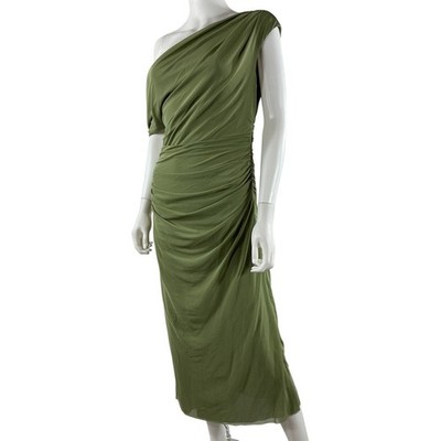 Significant Other Draped Green Drew Off Shoulder Midi Dress Size US 4