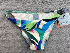 Shade  Shore Womens XS Tropical Pique Low Rise High Leg Cheeky Bikini Bottom