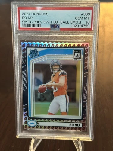 2024 PANINI DONRUSS OPTIC PREVIEW-FB EMOJI #369 BO NIX ROOKIE RC PSA 10