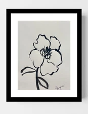 GUAJARDO Original Neo Expressionism Rock Rose 12X9 Paper Signed Art