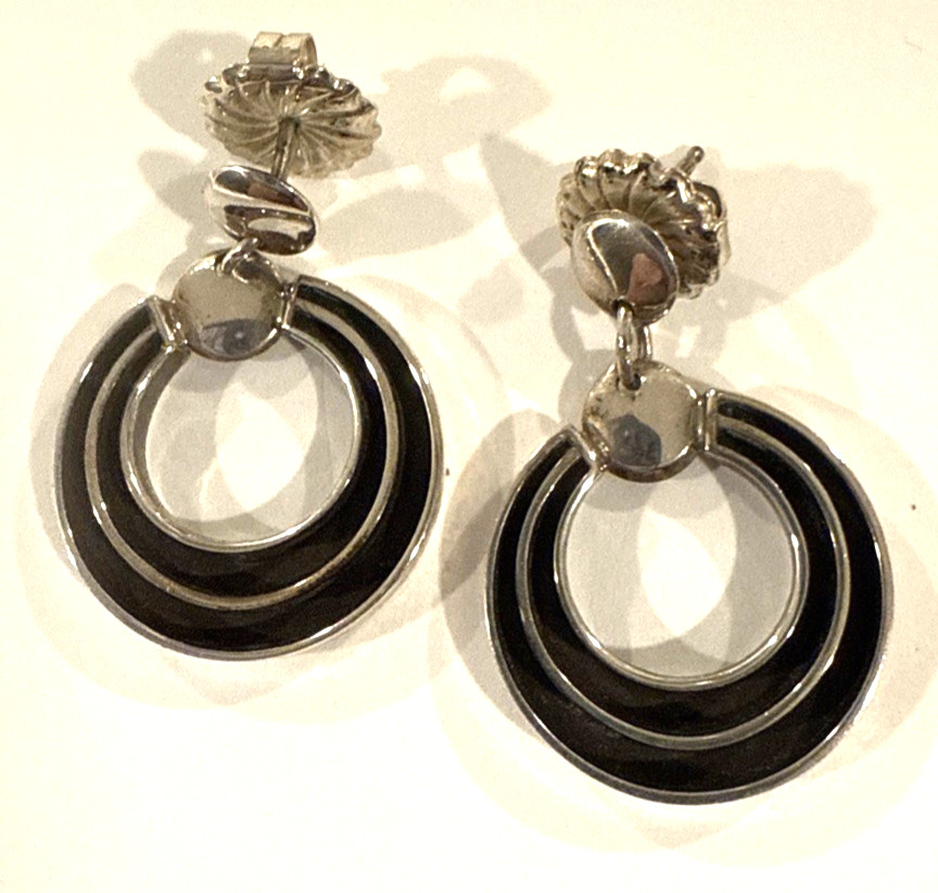 Sterling Silver Dangle Post Earrings signed FJ - image 4