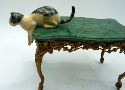 OOAK Vintage Artisan Metal CAT 1:12 Dollhouse Miniature