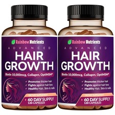 2 Pack Hair Growth Vitamins for Women Biotin 10,000mcg, Collagen, MSM, Saw Pal