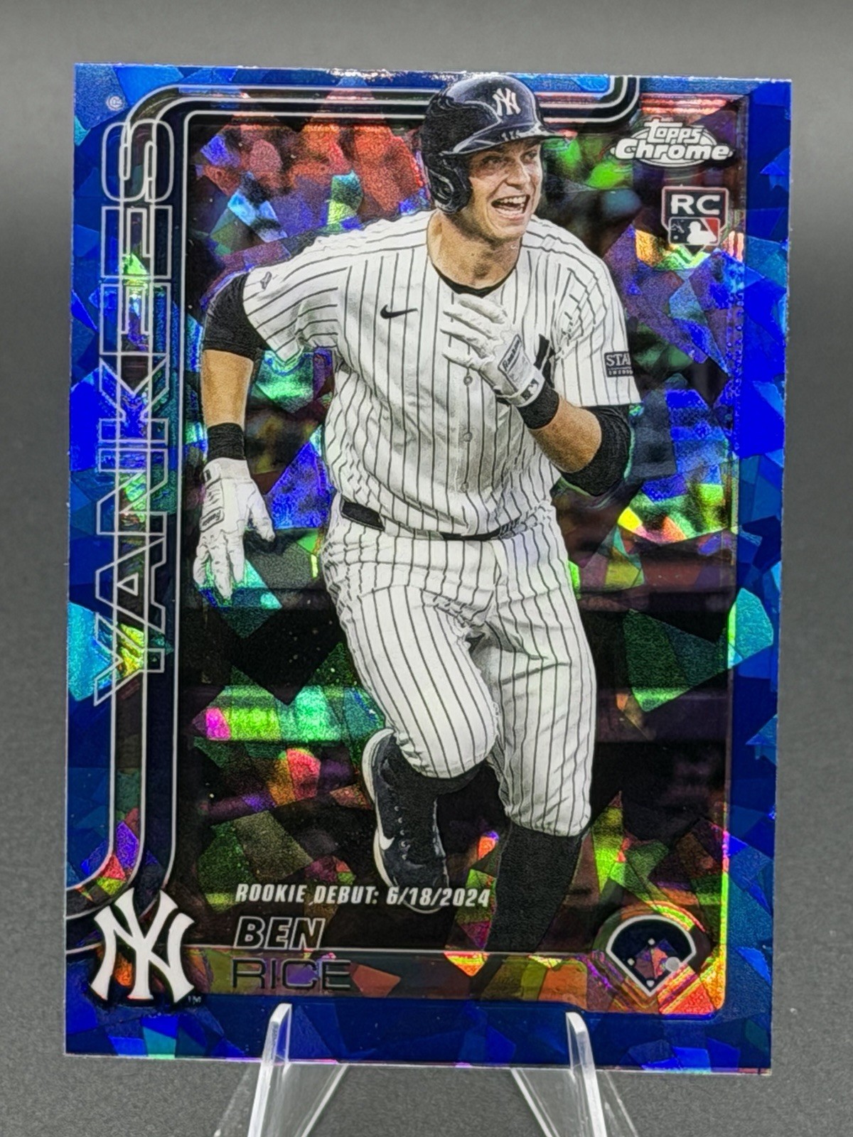 2025 Topps Chrome Ben Rice Sapphire Blue ROOKIE Refractor SP Yankees RC Debut A