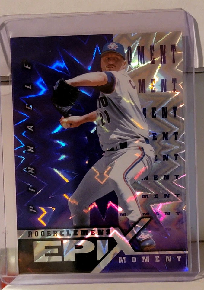 Tarjeta de impresión corta súper rara Pinnacle EPIX Moment 1997 púrpura Roger Clemens E16 Foto 2 de 4