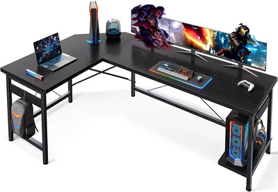 66'' L Shaped Gaming Desk Corner Computer Desk Home Office Writing Desk Black