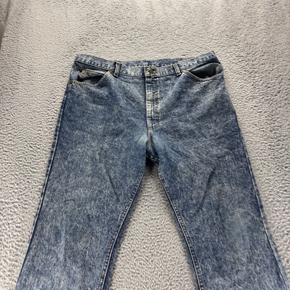 Vintage Riders Jeans Mens 42x32 Blue Acid Wash Cotton Straight Relaxed Made USA - Image 2 of 4