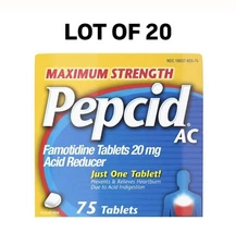 ***LOT OF 20 PEPCID AC Digestive Treatment Tablet - 75 Count EXP- 09/ 2027 +