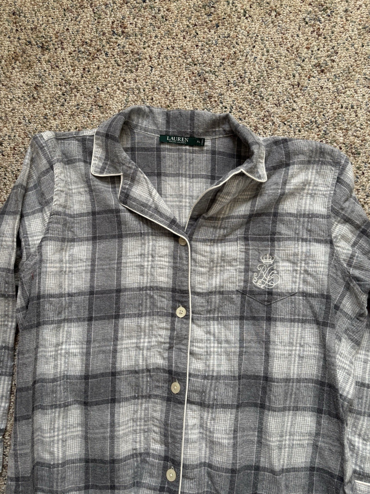 Lauren by Ralph Lauren XL Monogram Pajama Set Women's Plaid