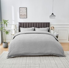 Luxury Frill Waffle Duvet Quilt Cover Microfibre Double King Size Bedding Set