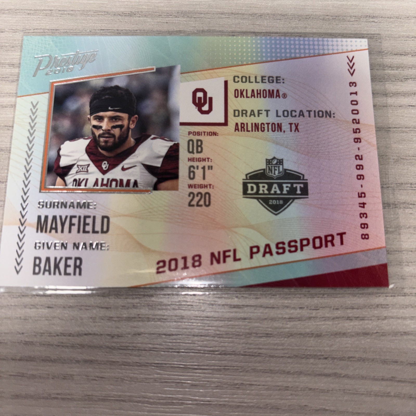 Baker Mayfield Panini Prestige NFL Passport #PPBM Base