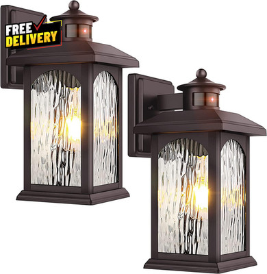 2 Pack Outdoor Wall Lights Motion Sensor Dusk to Dawn Porch Sconce Brown 