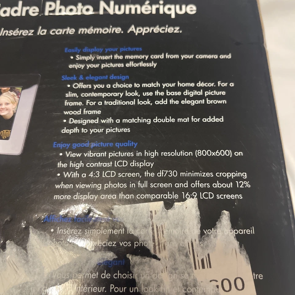 HP 7" Brown Wood Digital Picture Frame DF730a4 w/ Remote New Sealed - Image 4 of 4