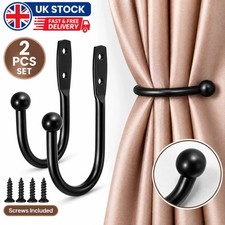 Black Metal Curtain Holdbacks 2 Pack Wall Mounted Curtain Tiebacks with Screws