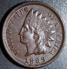 New Listing1889 INDIAN HEAD CENT - With LIBERTY & Near 4 DIAMONDS - AU UNC Details