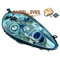LHD Projektor Scheinwerfer Paar Angel Eyes Klar Chrom FüR Fiat Grande Punto