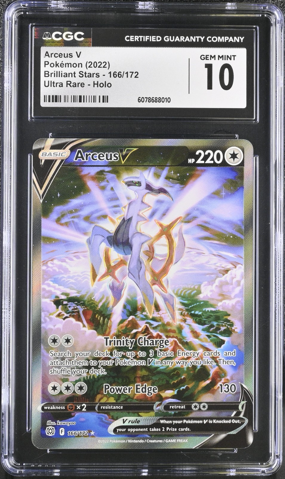 CGC 10 Arceus V Alt Art Brilliant Stars 166/172 Pokemon Card FA SWSH 2022