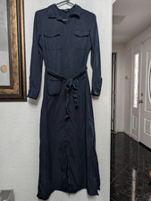 Madewell button down long sleeve maxi dress navy blue small