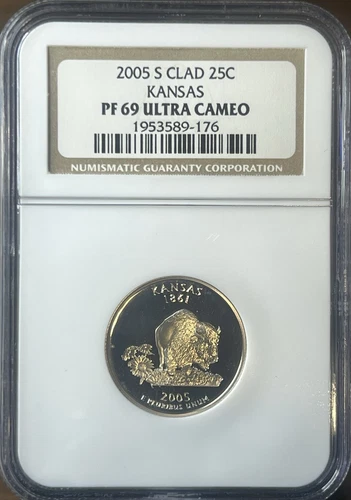 2005 S proof Kansas quarter graded by NGC PF 69 ULTRA CAMEO