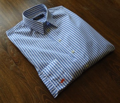 Ralph Lauren size L/14 Slim Women's Casual Shirts Blue & White NEW