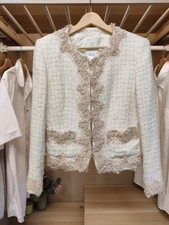 PAULE VASSEUR EUR 40 UK 10 IVORY BLAZER JACKET WOVEN SHORT FORMAL IDOLE WOMENS