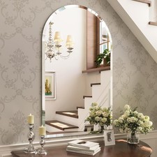 Frameless Bathroom Mirror 24" x 40" Arched Frameless Mirror Wall Beveled Arch
