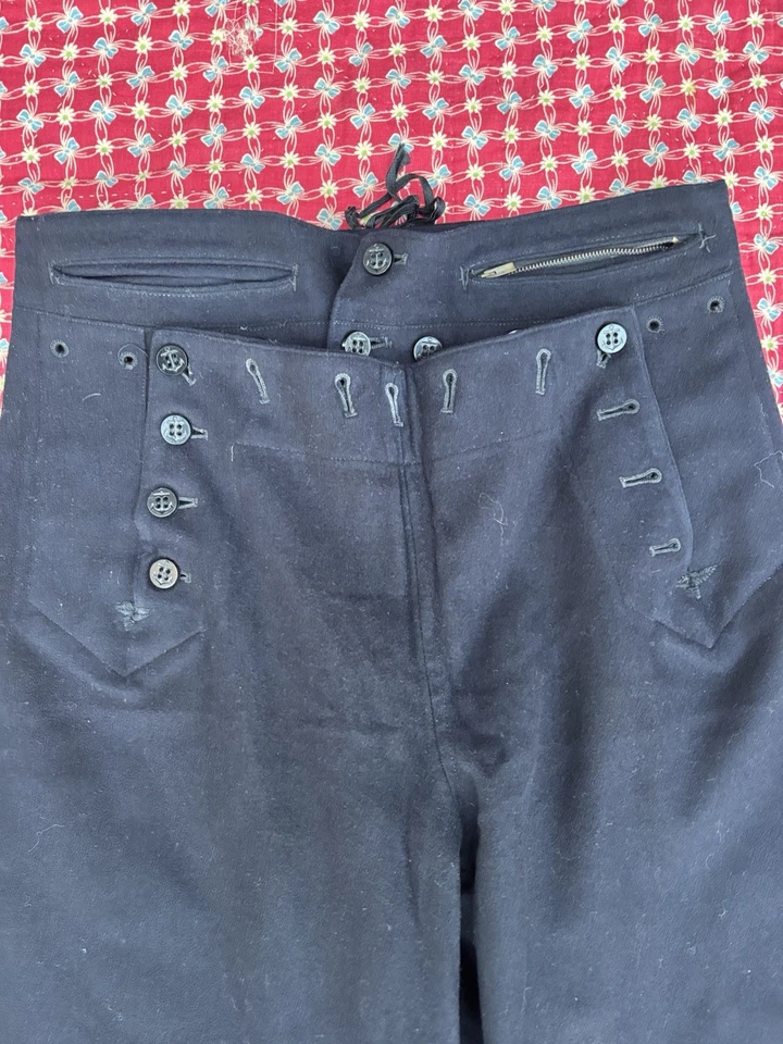 Nos 40 年代 WW2 海军喇叭裤 超干净 状况良好 尺码 31x30!! — 第 2/4 张图片