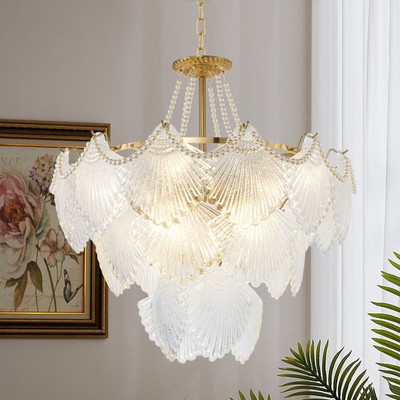 23.6'' golden luxury shell crystal chandelier E14*8 without light source
