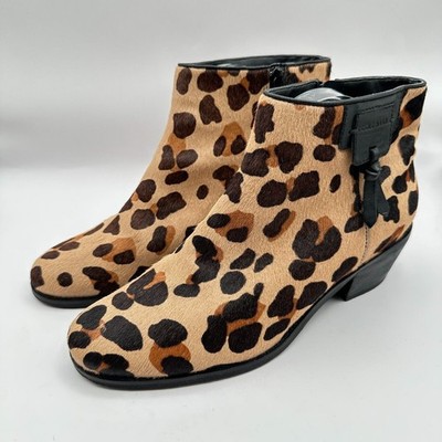 Cole Haan Joanna Ankle Boots 9B Jaguar Print Calf Hair Leather Indie Office Work
