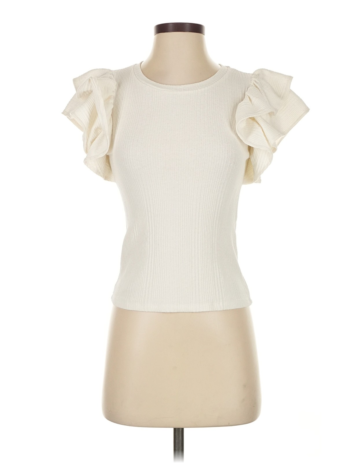 Zara Women Ivory Short Sleeve Top S
