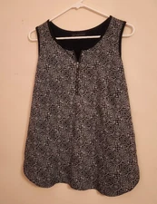 Attention Women's Zip Tank top w/ Black and White Front and Solid Back Size L