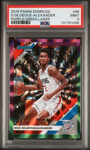 2019 Donruss Purple Green Laser #'d /10 Shai Gilgeous-Alexander  PSA 9