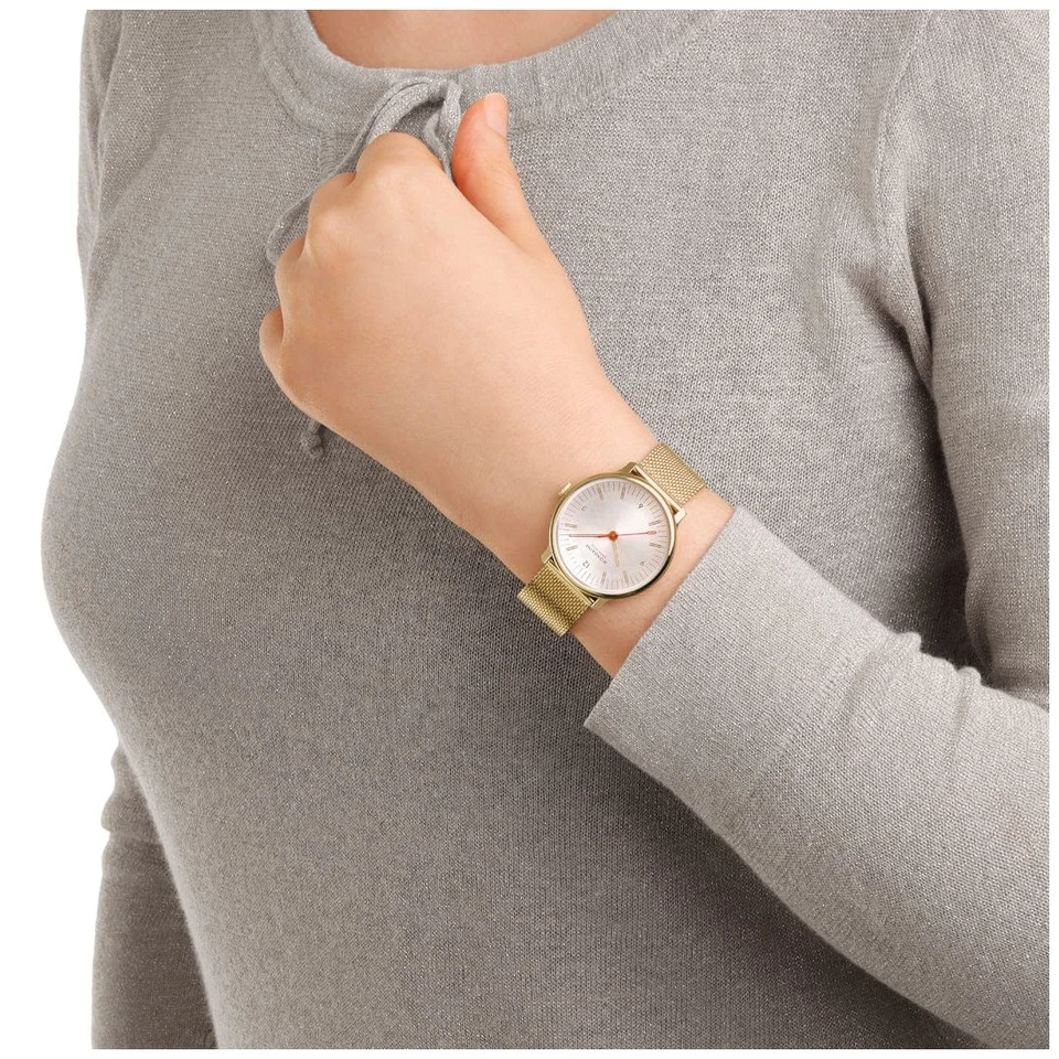 Reloj Mondaine MLE.33111.SM Doppio cristal de zafiro, 1 5/16 pulgadas, dorado Milanaise Foto 2 de 4