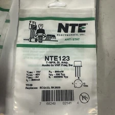 NTE Electronics NTE123 Transistor NPN Silicon 75V IC-0.8A TO-39 Audio Amp