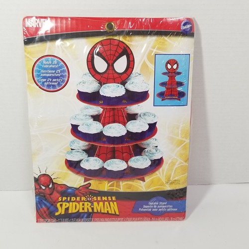Spider-Man 3-Tier Cupcake Stand Birthday Party Tableware Wilton New