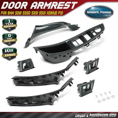 7x Left & Right Black Inner Door Panel Handle Pull Trim Cover Set for BMW F10