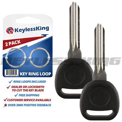 2 New Replacement Transponder Ignition Key Uncut Blade Blank Car Key Chipped