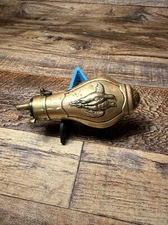 Antique Small Brass Powder Flask 5” Long 2.25” No Cracks Or Breaks