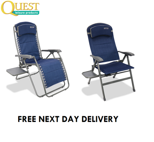 Quest Ragley Pro Lounge Bed With Table Blue Camping Garden