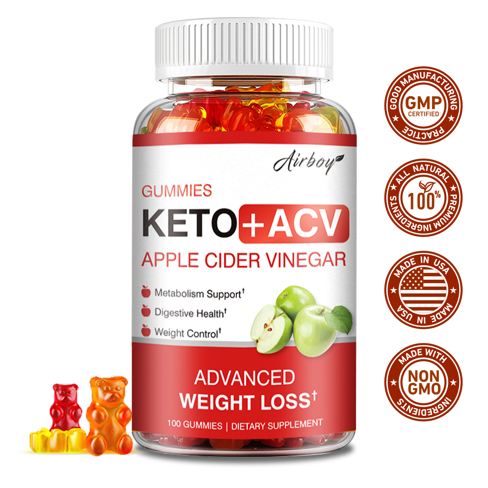 Gomitas Keto+ACV 500 mg - Suplemento supresor del apetito para quemar grasa para perder peso