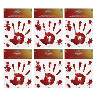 6 Pack Halloween Sticker-Set / Blutige Hand Blutspritzer Aufkleber Party Deko