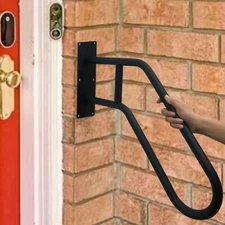 Outdoor Handrail Wall Mount Garage Railing With Matte Black Finished Grab Bars F