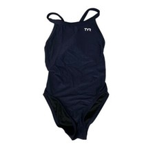 TYR eco Girl's 22 S 6/6X Solid Diamond Fit Swimsuit Solid Navy Blue UPF 50 Team