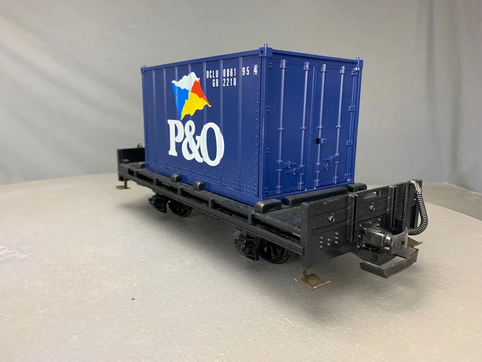 G Scale LGB 4103 Flat Car w/P&O Container G556 LZ - Image 3 of 4
