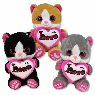 BEMIRO Valentinstag Katze Kuscheltier mit Herz - ca. 20 cm Plüschtier Stofftier