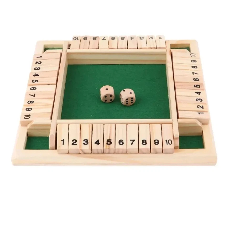 4 Players Shut The Box Wooden Traditional Pub Dice Family Kids Childrens Game UK - Image 2 of 4