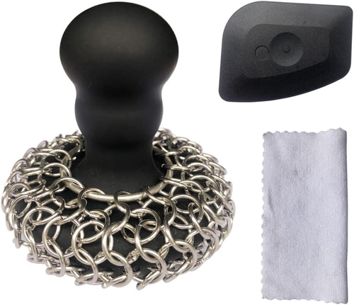 316 Upgraded Chainmail Scrubber with Silicone Handle Cast Iron Cleaner - Picture 11 of 12