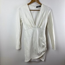 Lulu's sz Small Off White Deep V Ruched Side Mini Dress Lulus Sexy
