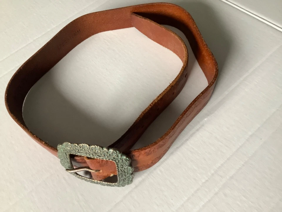 Linea Pelle Womens Belt Vtg Buckle Brown Handmade Genuine Leather Size S - Image 3 of 4